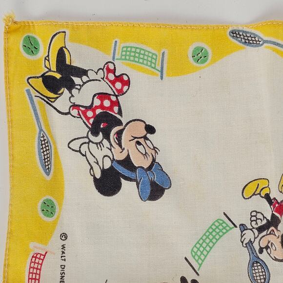 VTG childs handkerchief Mickey Mouse tennis Minnie Pluto Walt Disney Productions - Picture 4 of 6
